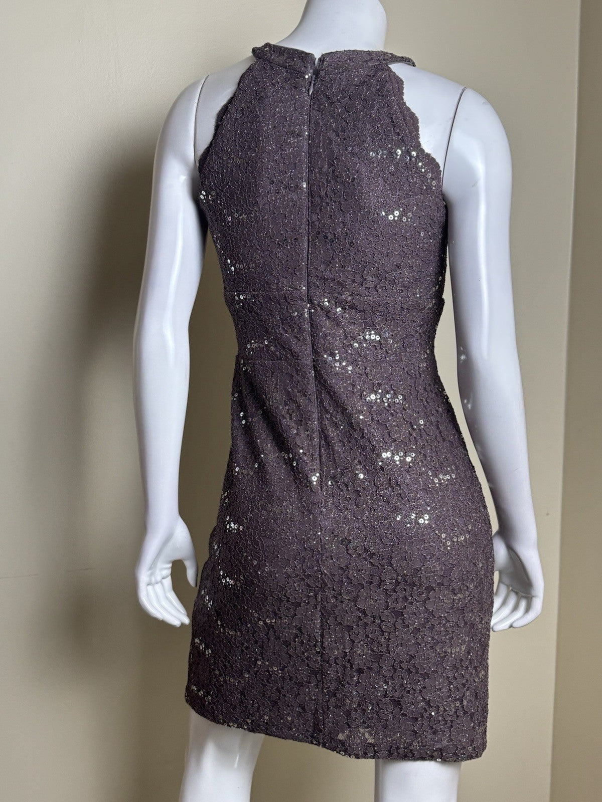 NW Nightway Women's Sequined Lace Cocktail Dress Sz 6     (B.96)