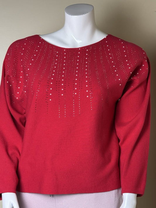 $88 NANETTE LEPORE Women’s Rhinestone Sweater Sz XL    (B.127)