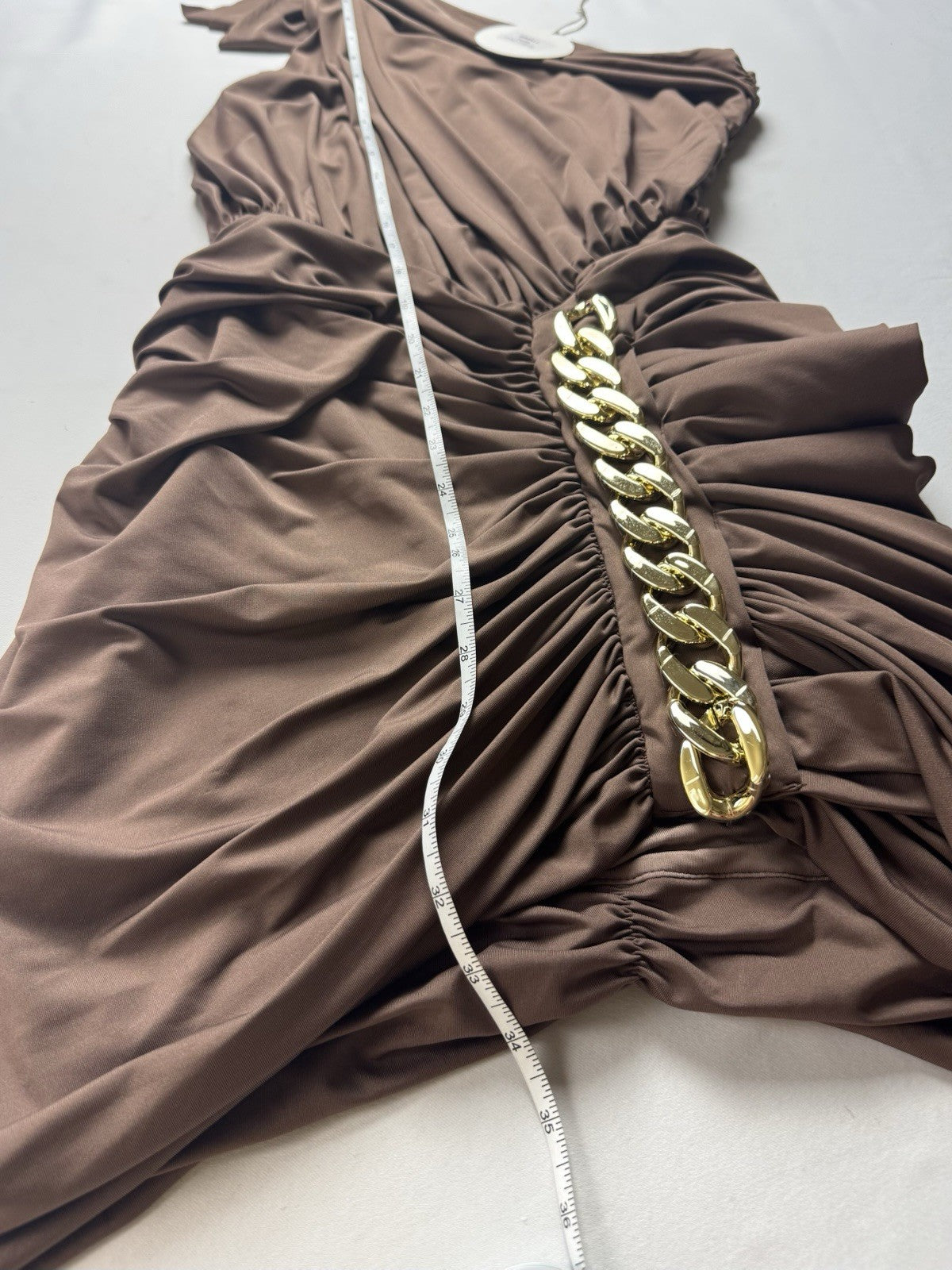 Luxxel Women’s Blouson Brown Dress Sz S.  (B.154)