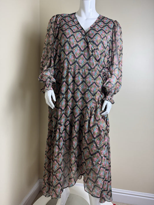 Lauren Conrad Floral Maxi Dress Tie Waist Sz 3X.  (B.169)