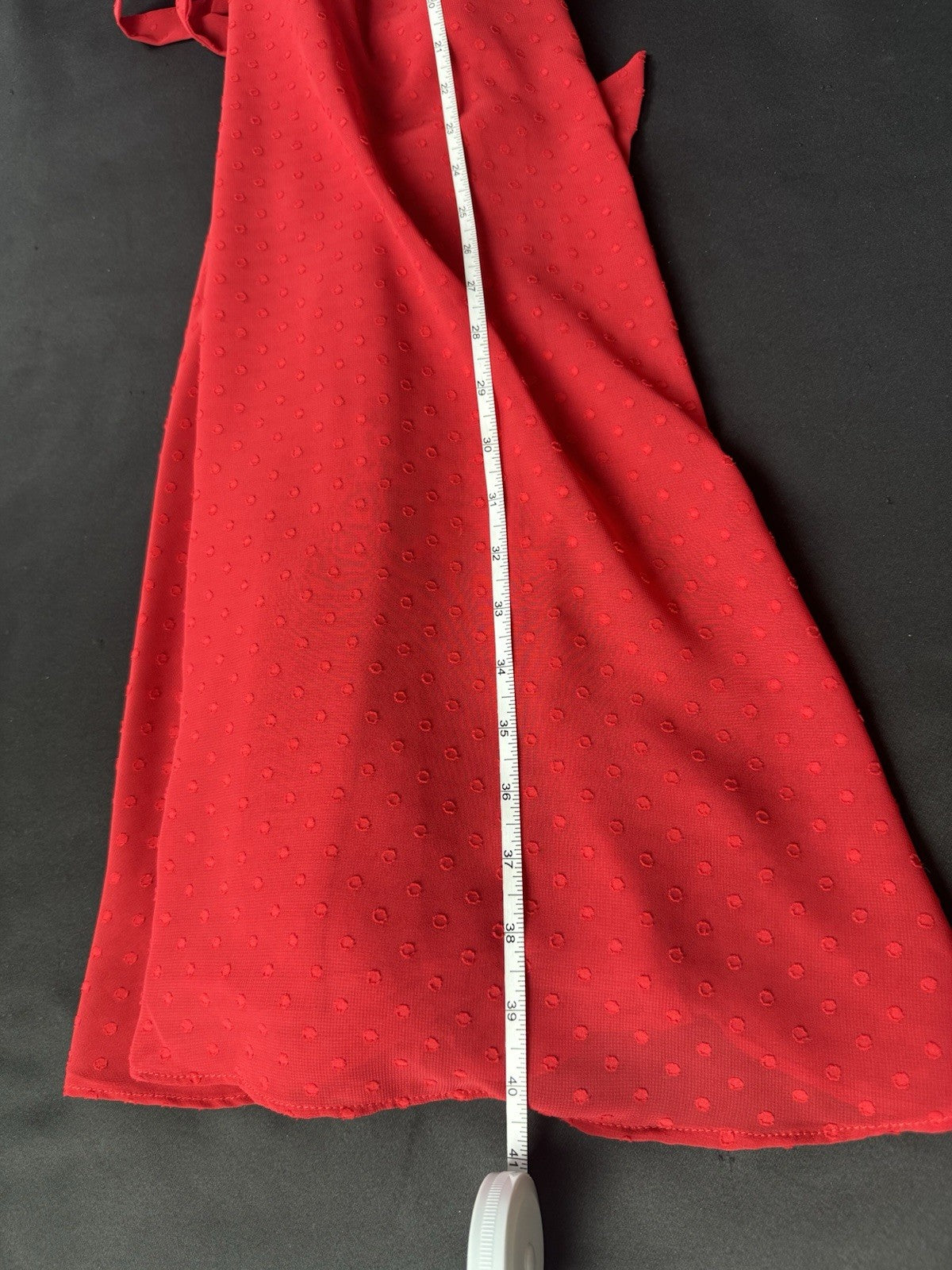 $148 NANETTE LEPORE Dotted Lace Red Dress Sz 16  (B.082)