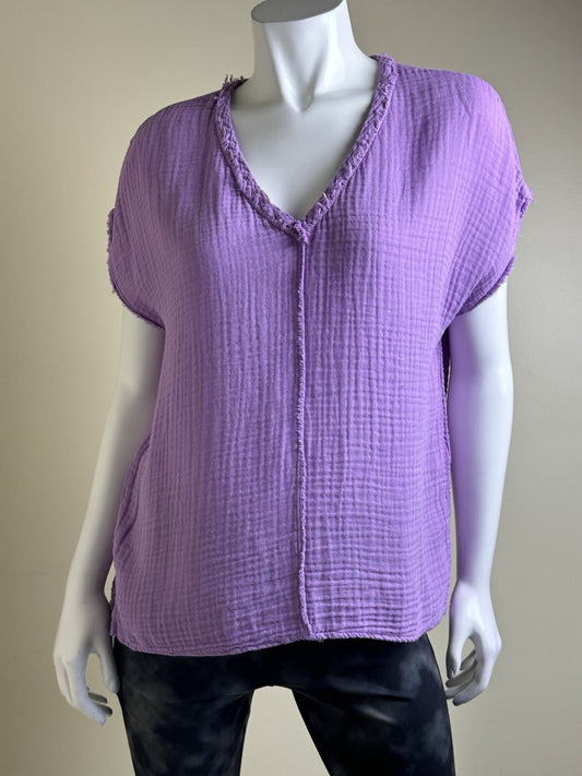 $88 Michael Stars Women’s V Neck Purple Top Sz S.  (B.102)