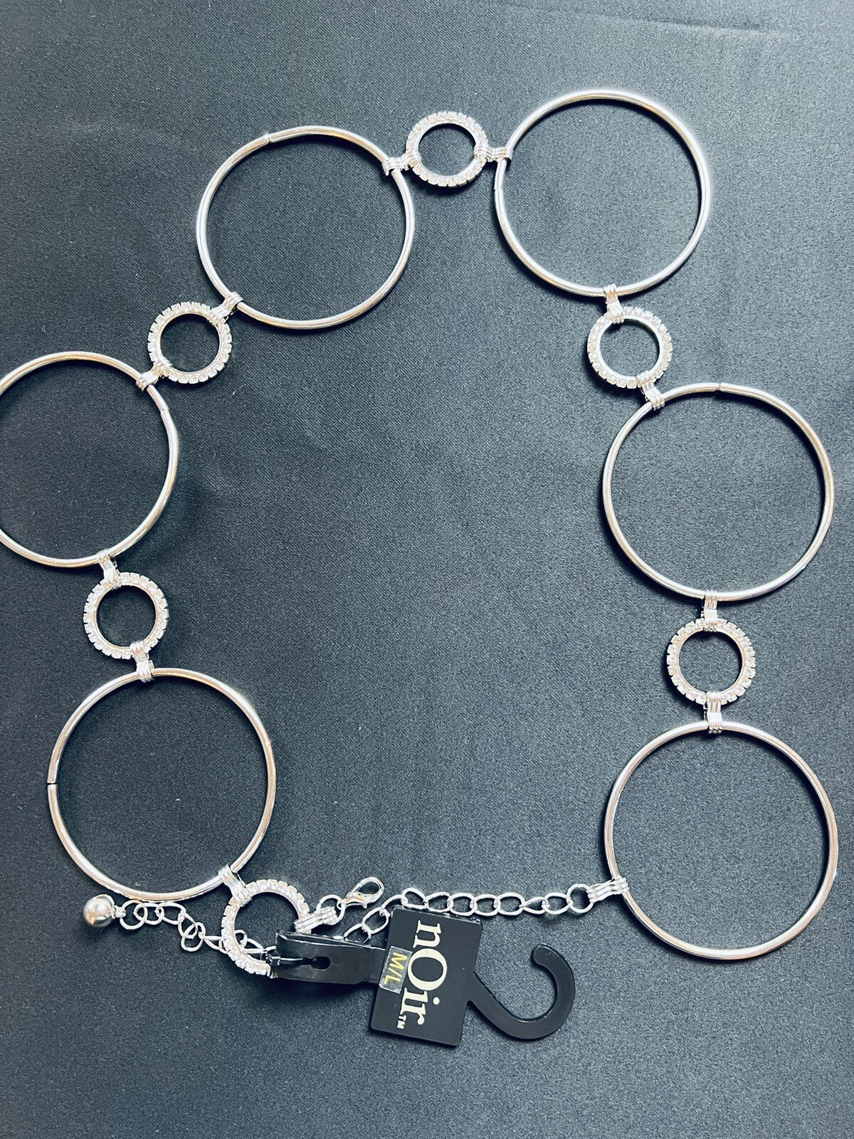 NOIR.Women’s Silver Metal Chain Belts Rhinestones Sz S/M