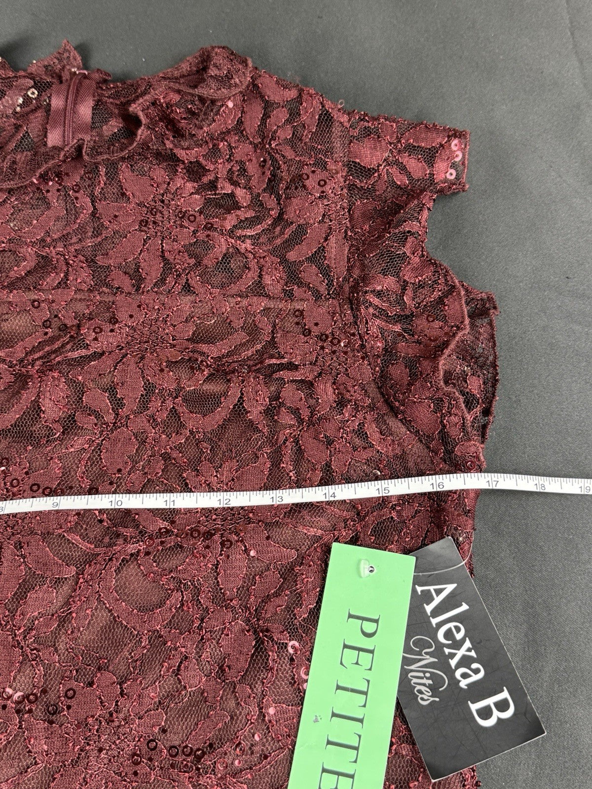 Alexa B Nites Maroon Lace Dress Size 8.  (B.99)