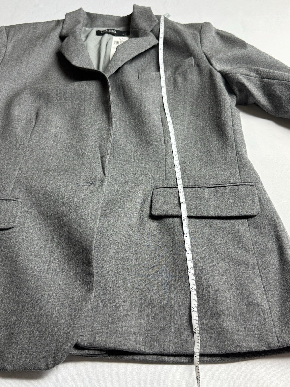 $395 Lauren Ralph Lauren Women's Blazer One Button Gray Sz 12 (B.138)