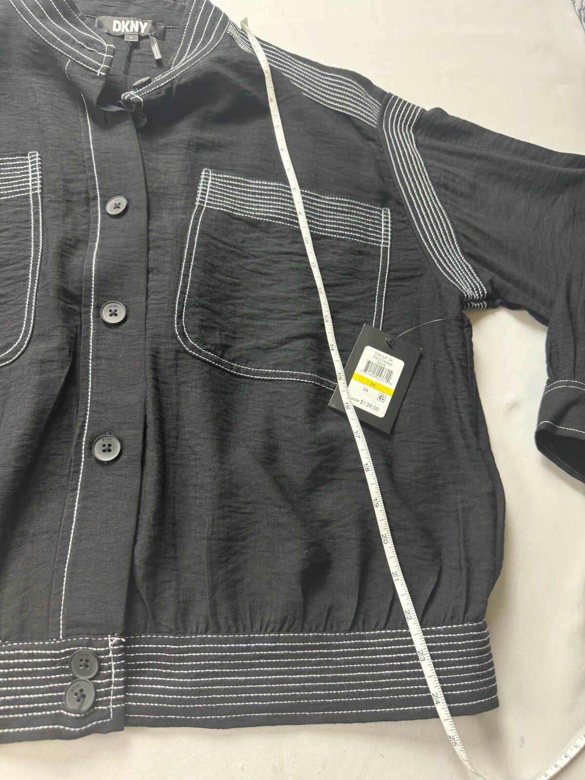 $139 DKNY Women's Contrast Stitch Banded Jacket Size M  (B.143)