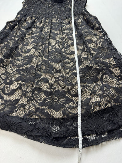 Adiva Women’s Lace Floral Black Blouse Sz M.    (B.150)