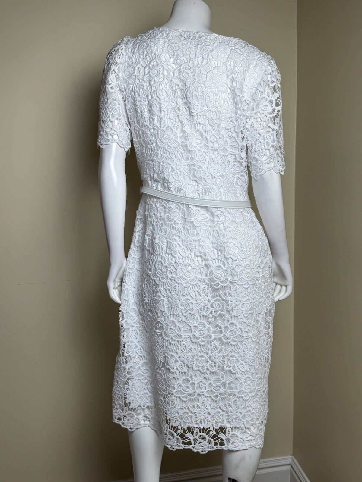 $199 NANETTE LEPORE Lace White Dress Sz L  (B.169)