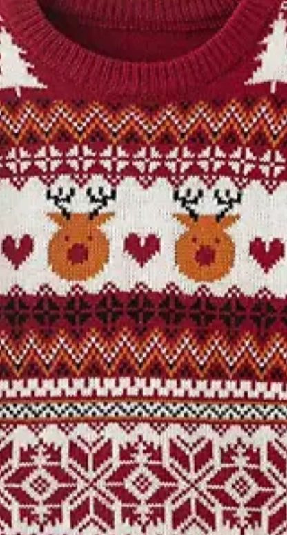 Simplee Sweater Knitted Red Reindeer Pattern Sz S.       (76)