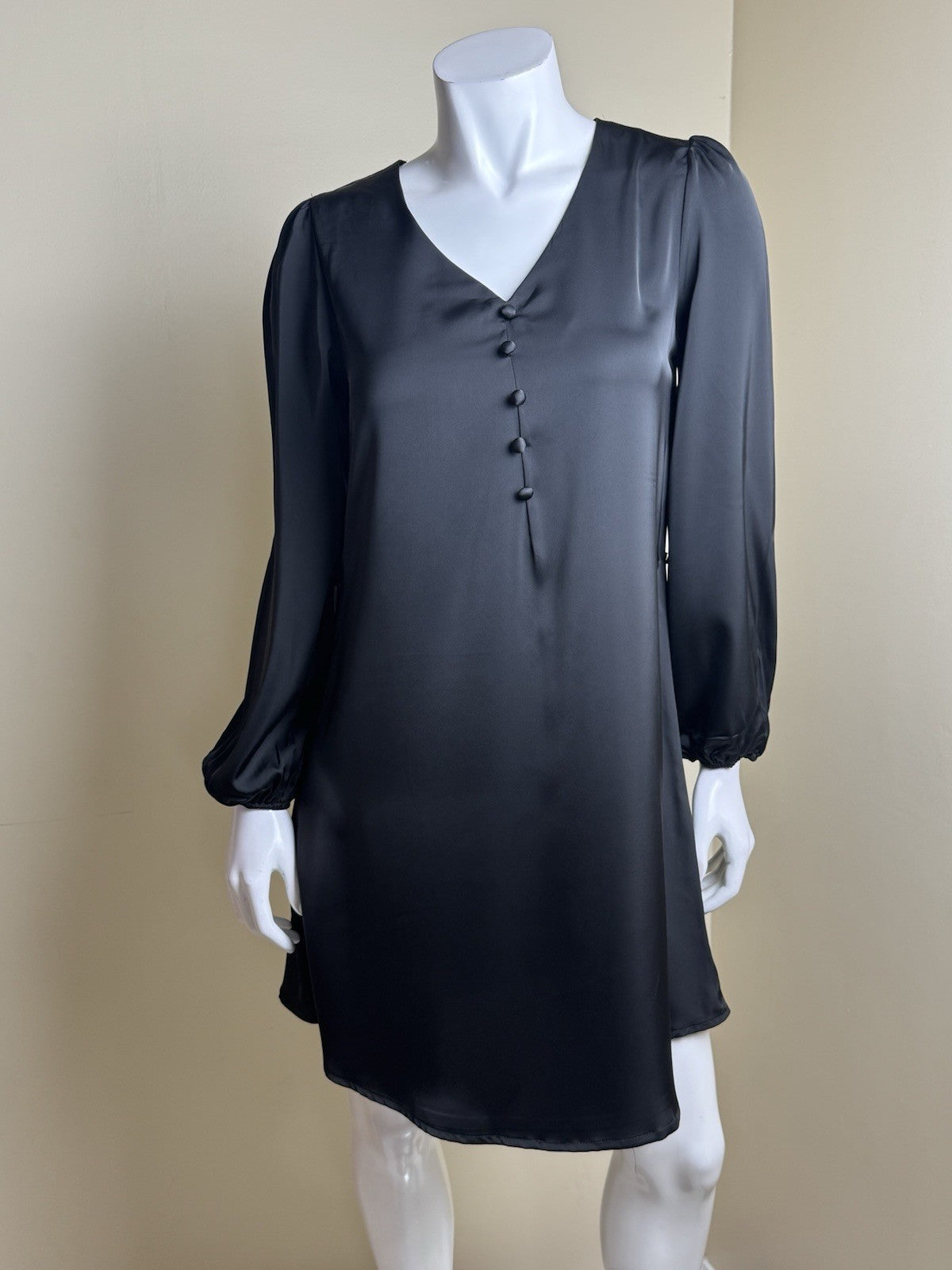 PRETTYGARDEN Women’s Black Satin Dress Sz.S        (B.177)
