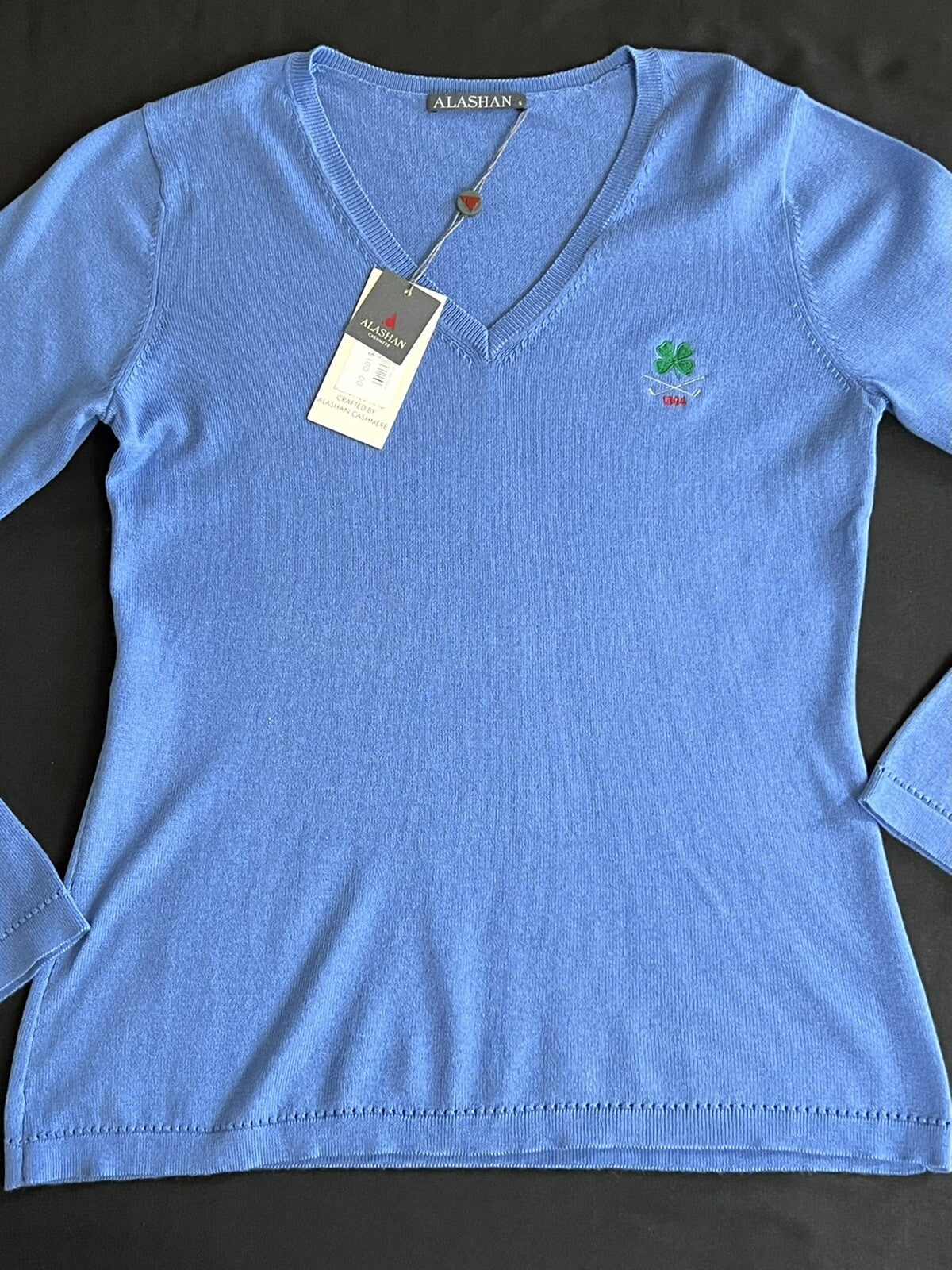 ALASHAN Women’s Cotton Cashmere Pullover Sweater Blue Sz S