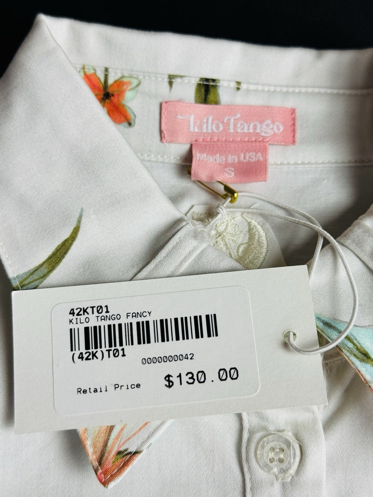 $130 Kilo Tango Women’s Golf Polo Shirt Ivory Floral Sleeveless Sz S   (B.180)