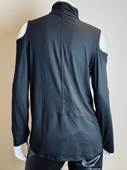 Tahari Sport Women’s top long sleeves open Shoulder Black Sz L (76)