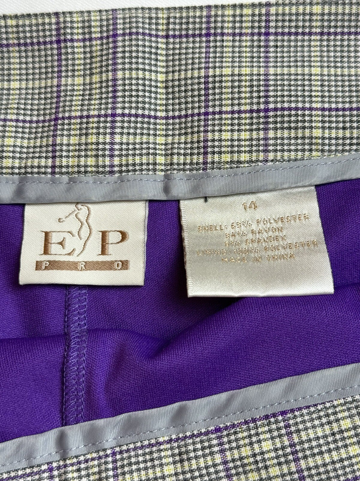 E.P PRO Women’s Golf SKIRT-Skort Purple and Gray Sz 14. (61)