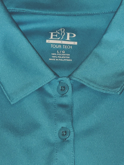 E.P Pro Tour Tech Women’s Top Golf Polo Shirt Sz L Blue (16)