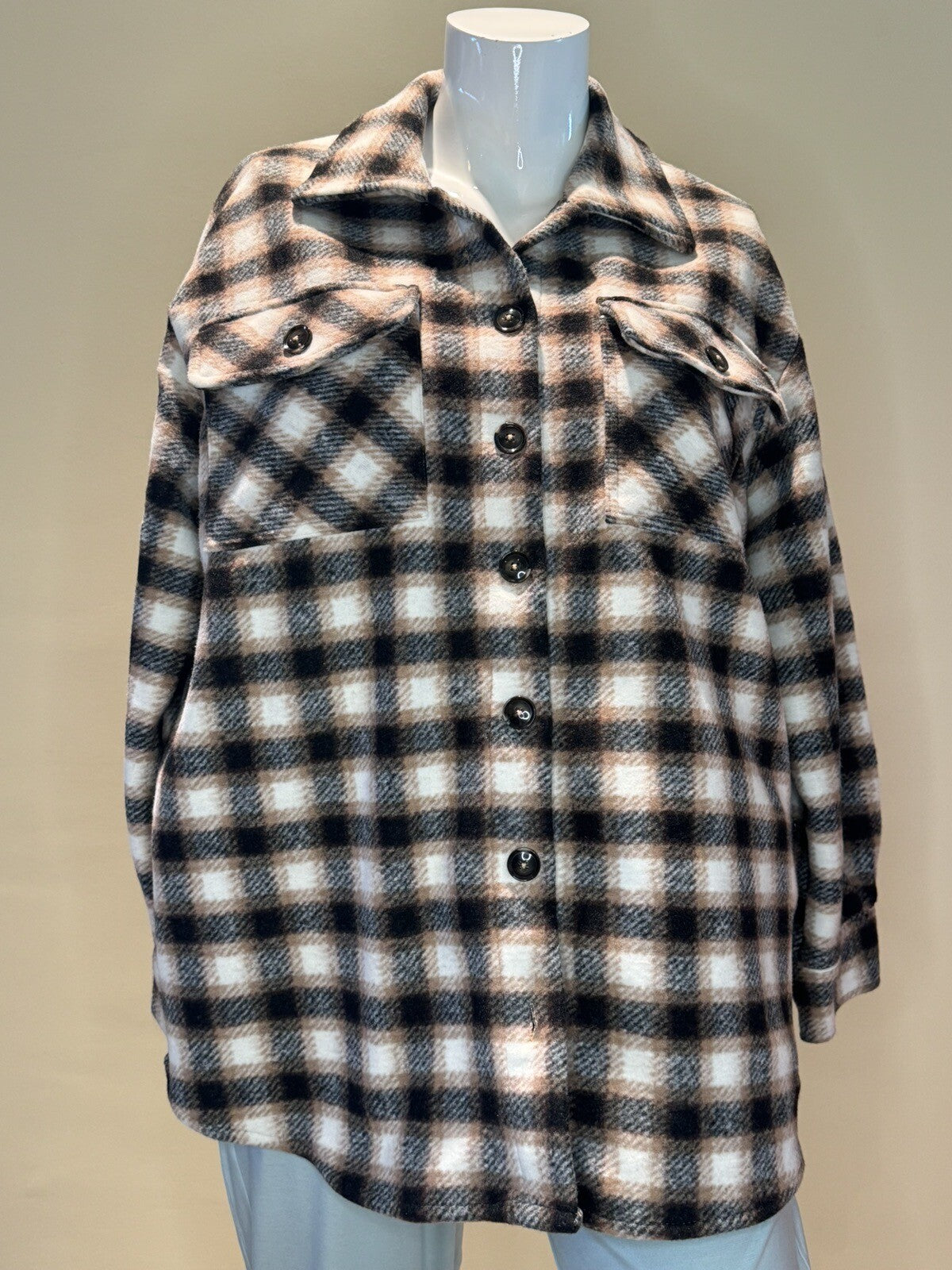 Time and Tru Women's Shacket Coat Size 2XL, Brown (73)