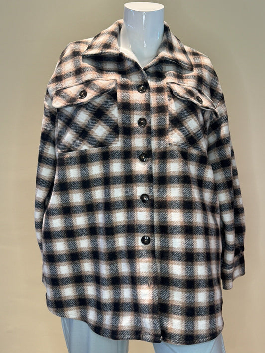 Time and Tru Women's Shacket Coat Size 2XL, Brown (73)