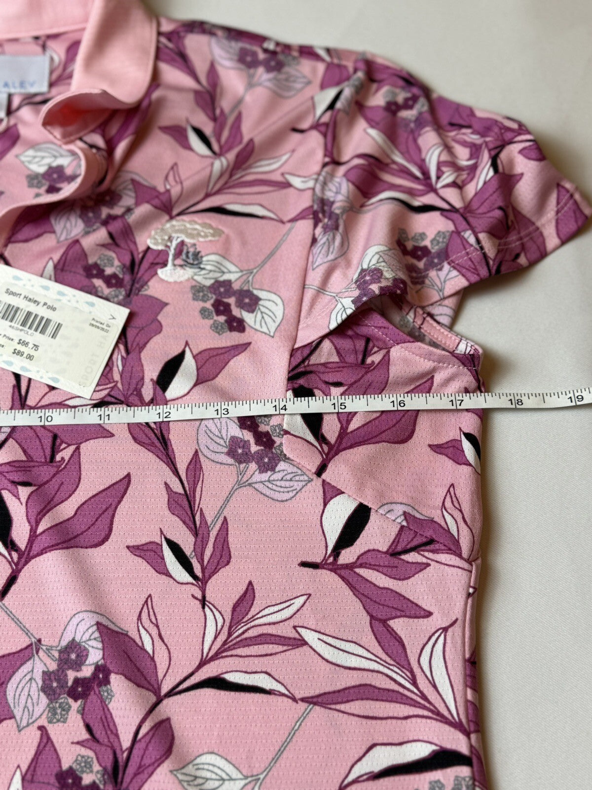 Sport Haley Women's Golf Shirt Pink Floral Top Sz S.   (B.77)