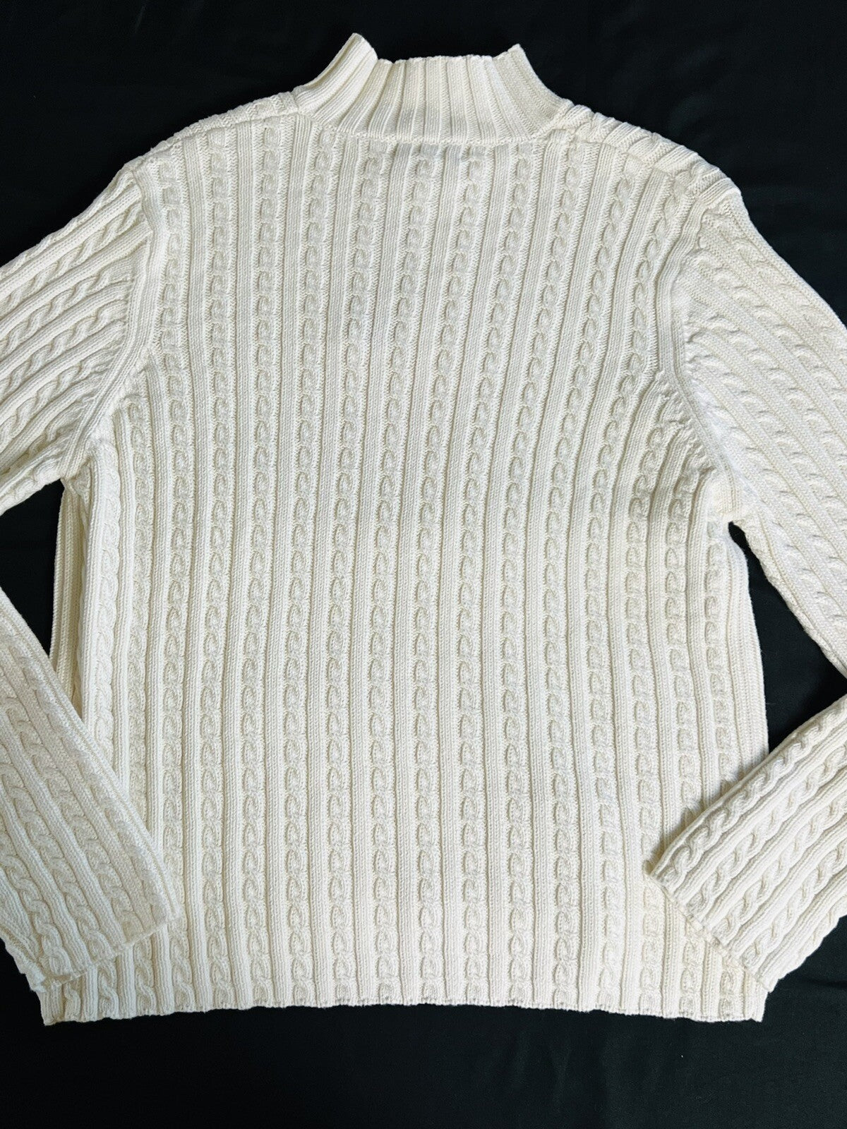 Splendor Women’s Cotton Full Zip Sweater White Sz XL