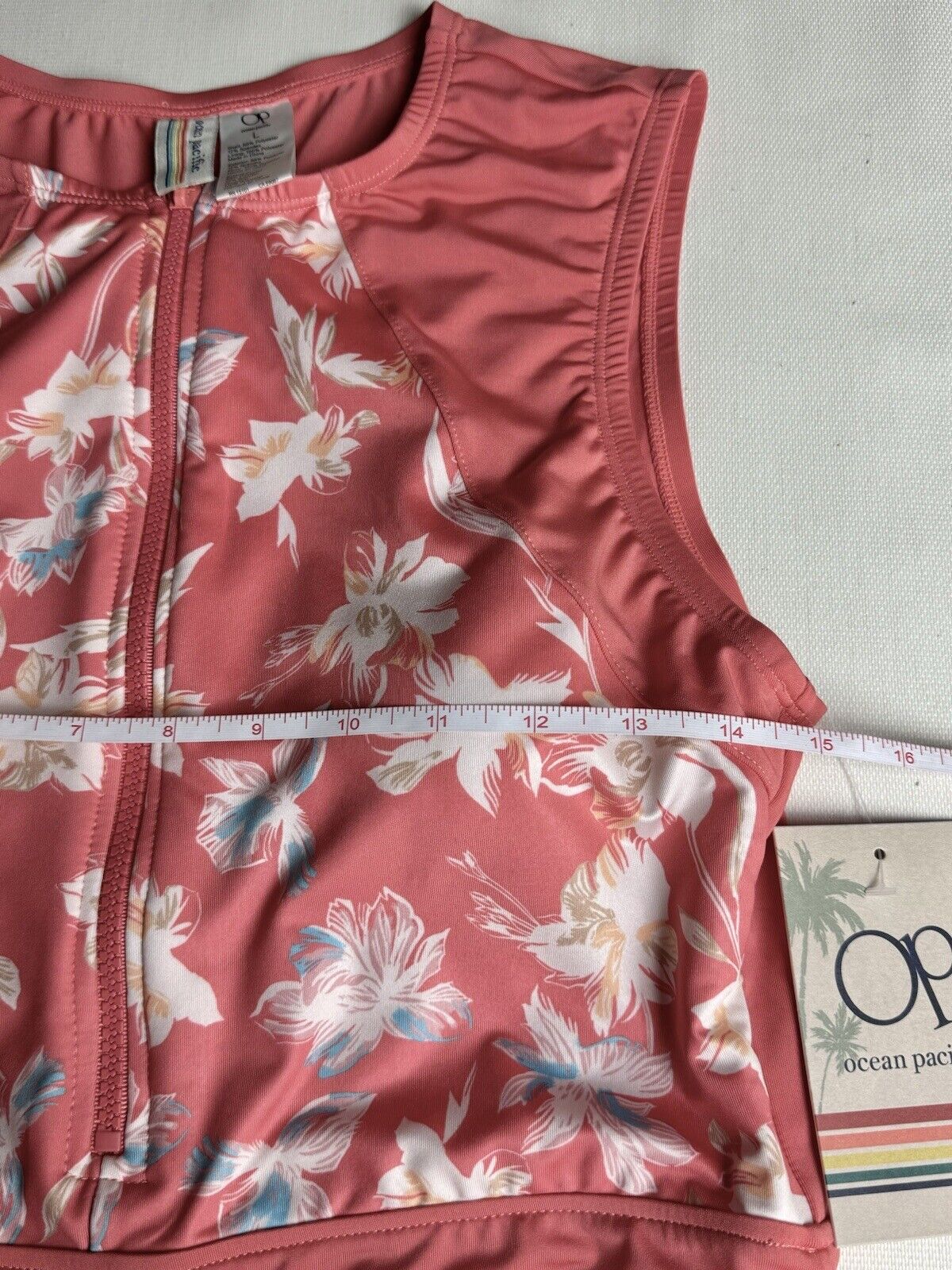 OP Ocean Pacific One Piece SwimSuit Size L Bathing Suit Tropical (53)