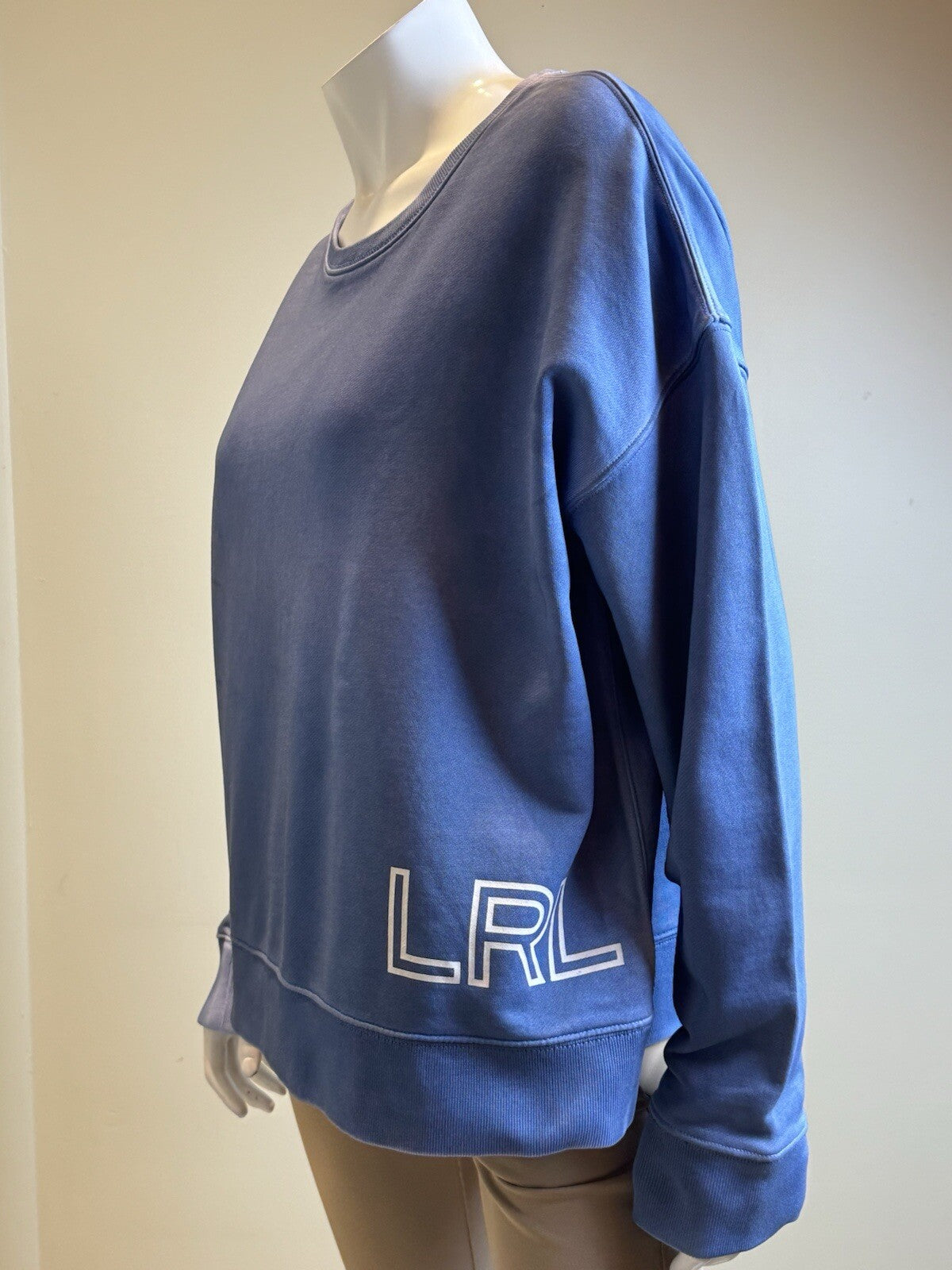 $145 Lauren Ralph Lauren Women's Blue Logo Sweater Sz L.  (B.116)