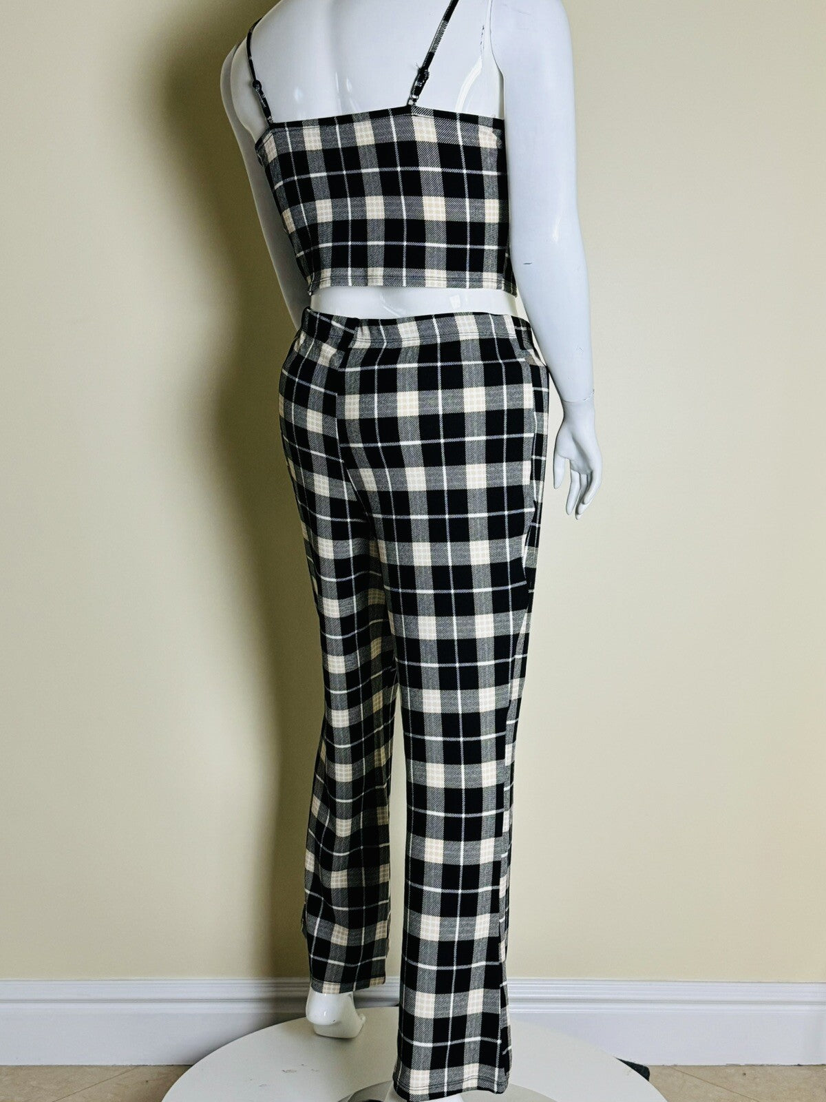 No Boundaries Women’s 2 Pc Plaid Top Pants Set Sz XL