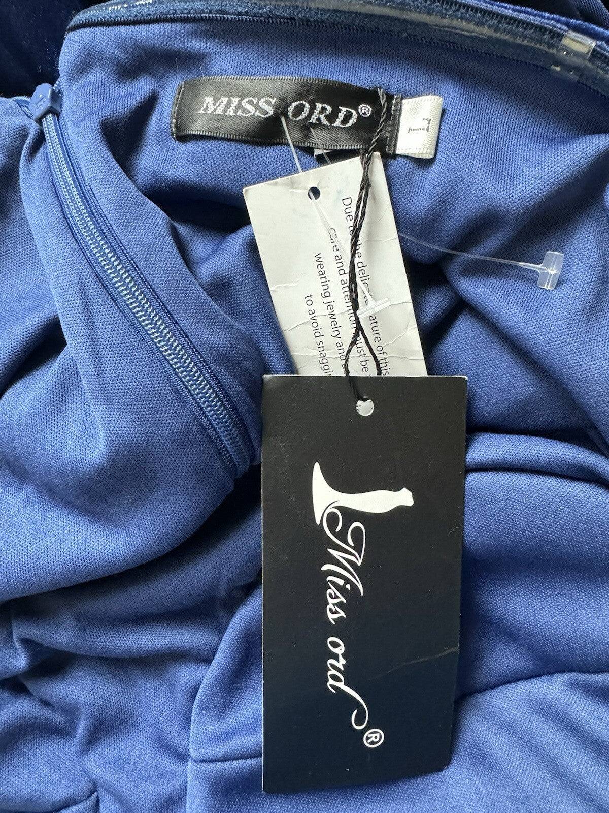 Miss Ord Strapless Velvet Mermaid Dress Royal Blue Sz L. (B.97)