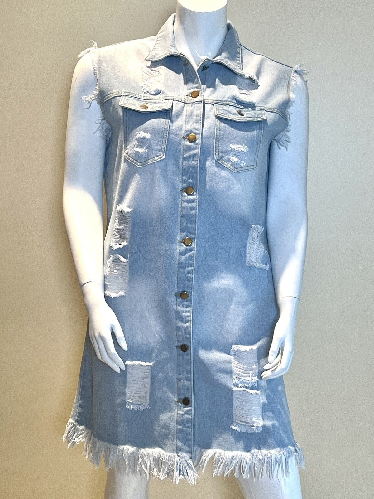 Sneak Peek distressed Blue Jean Dress Size 2XL (7)