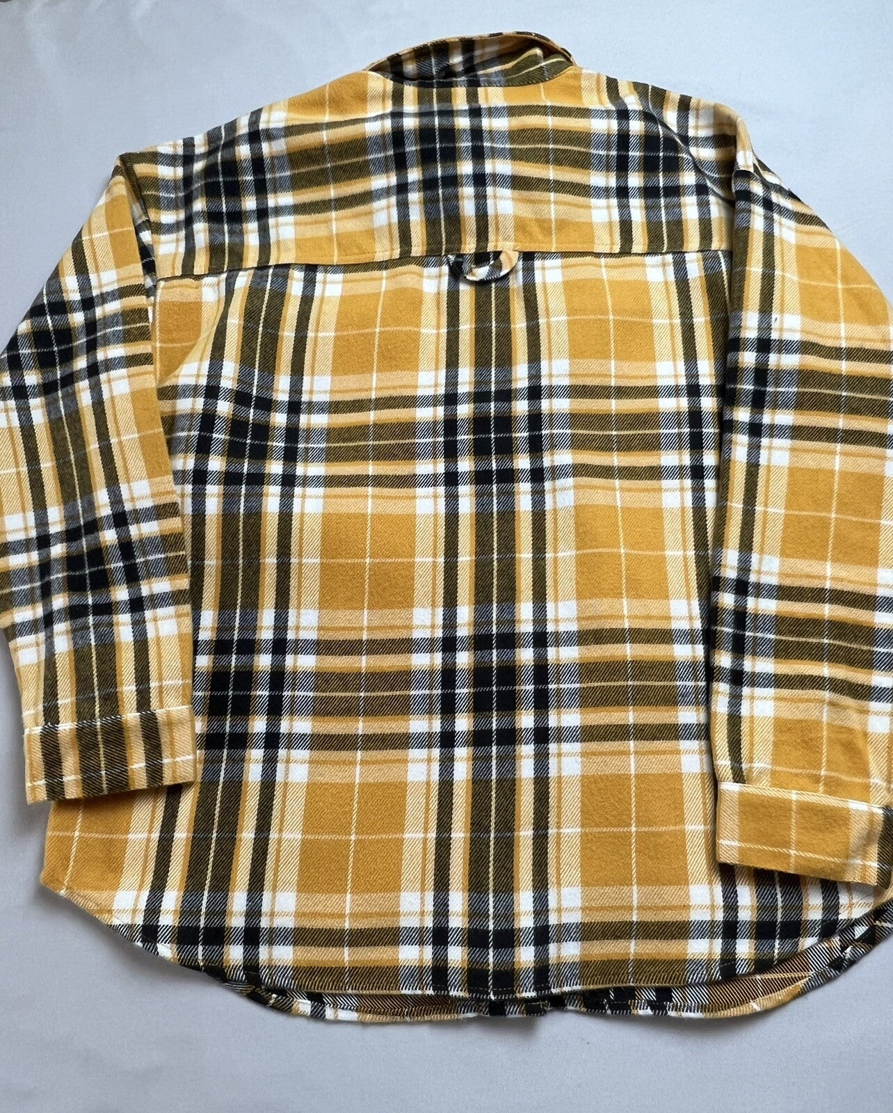 No Boundaries Women's Yellow Plaid Long Sleeve Fleeced Shirt Size XL Shacket