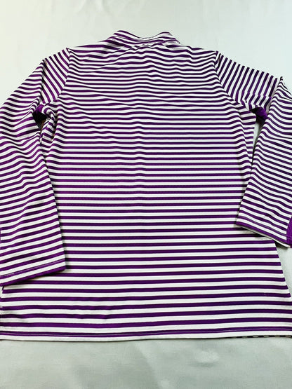 Bette & Court Women’s Golf Sweatshirt Sz M Purple White Stripes Long Sleeve