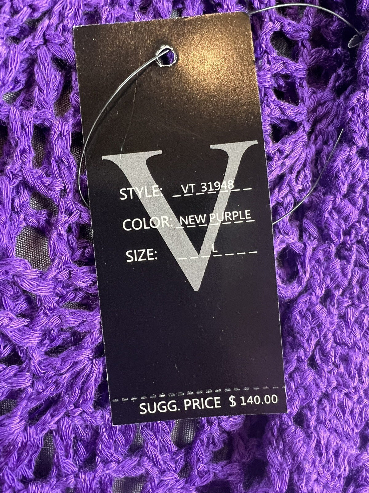 $140 Vertigo Women’s Purple Crochet Top Sz L