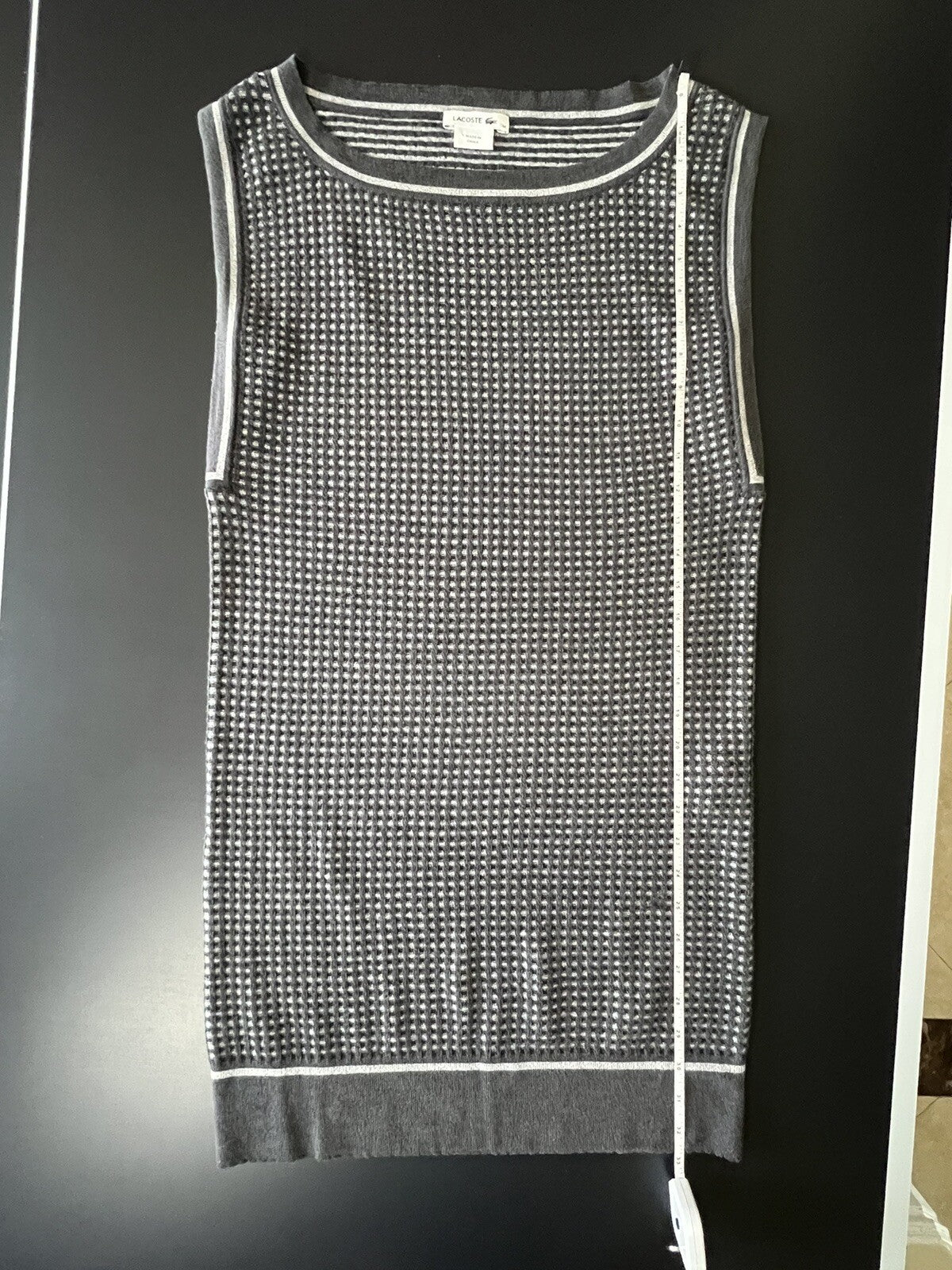 Lacoste Knit Wool Sleeveless Gray Sweater Dress Sz 34 Small