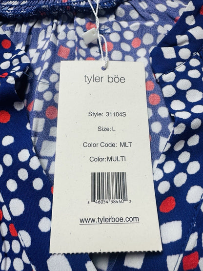 Tyler Boe Women’s Blue Multi Blouse Sz L.    (B.158)