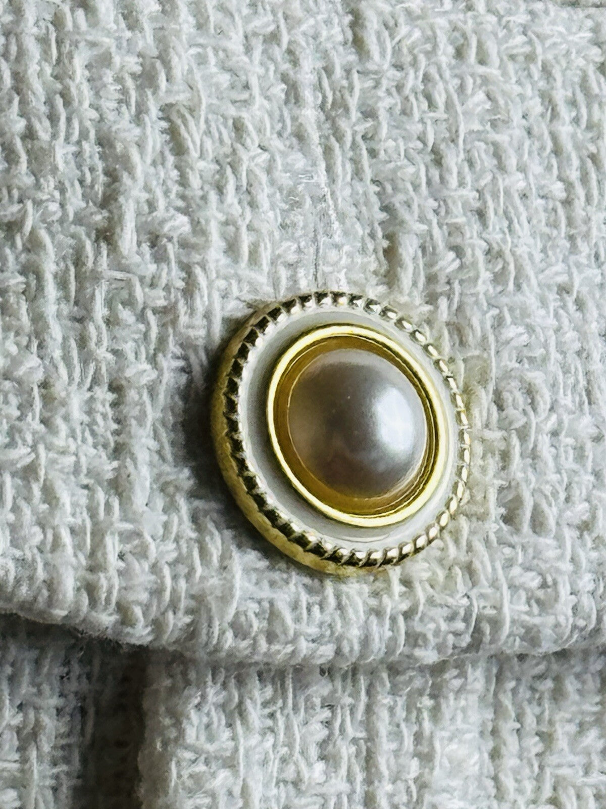 $128 NANETTE LEPORE Women’s Cream Tweed Jacket Sz L    (B.110)