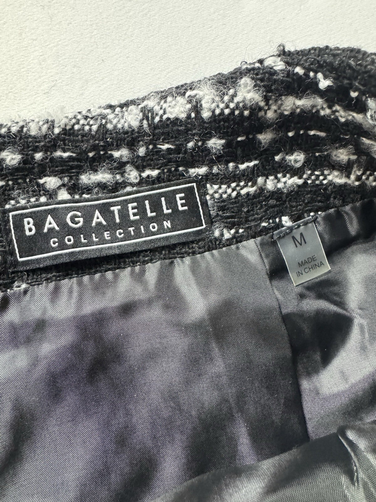 Bagatelle Tweed Pencil Skirt Wool Blend Size M Black White