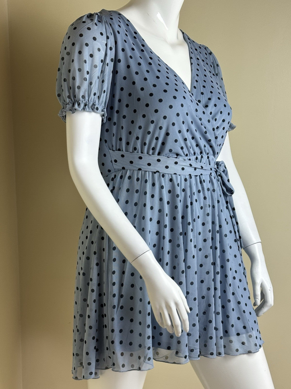 Inspired Hearts Women’s Blue Black Polka Dots Dress Sz XL.  (B.177)