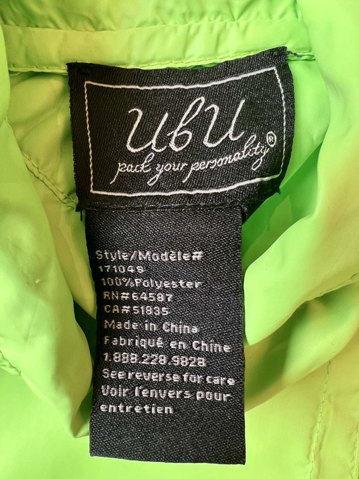 UBU Pack Your Personality Women’s Jacket Neon Green Sz S Coat (11)