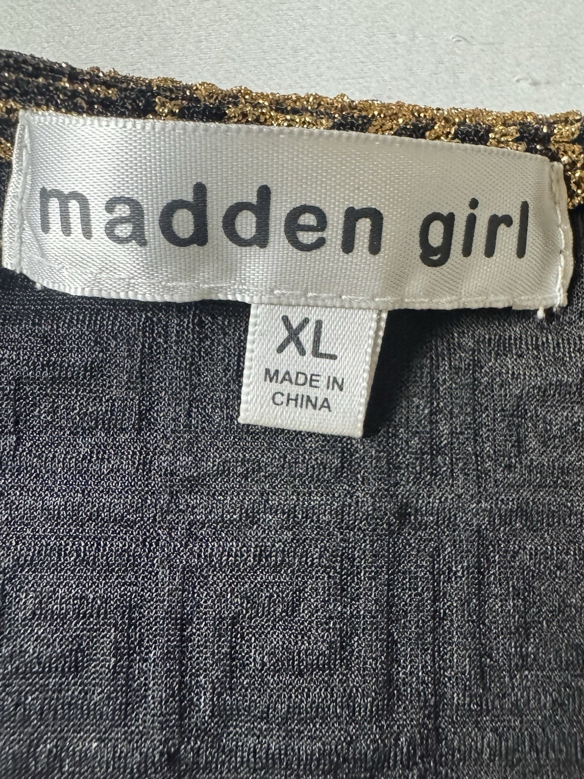 Madden Girl Women's Bodycon Dress Black/Gold Sz XL.  (B.119)