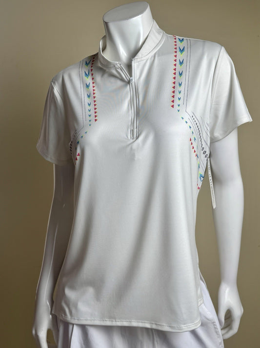 Lucky In Love Tech Performance Women’s Golf Shirt Sz L.      (B.187)