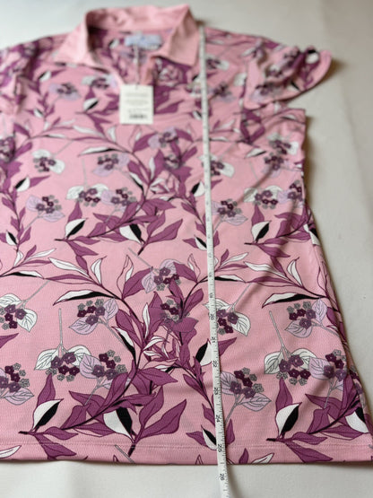 Sport Haley Women's Golf Shirt Pink Floral Top Sz M.   (B.77)