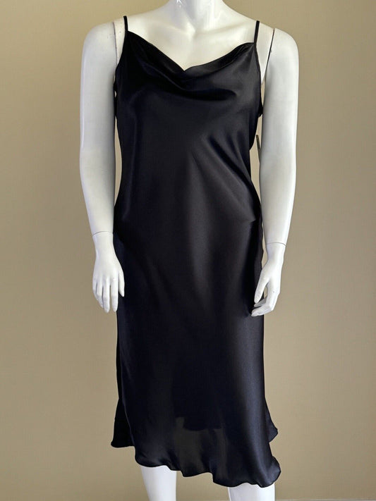 Bebe Black Satin Midi Dress Size XL. (64)