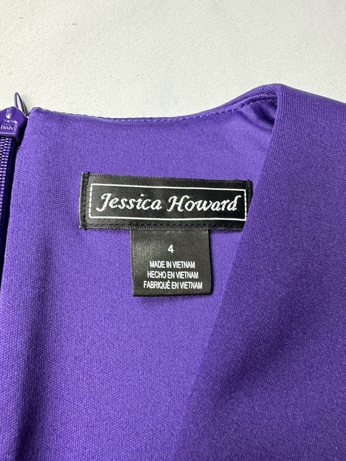 Jessica Howard Dress Faux Wrap Rhinestone Purple Sz 4.  (B.103)