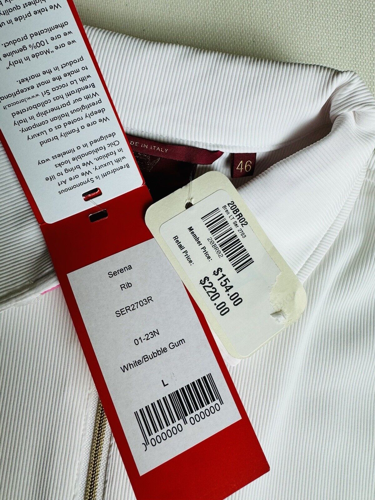 Brendratti White Sz 46 US L Golf Top.