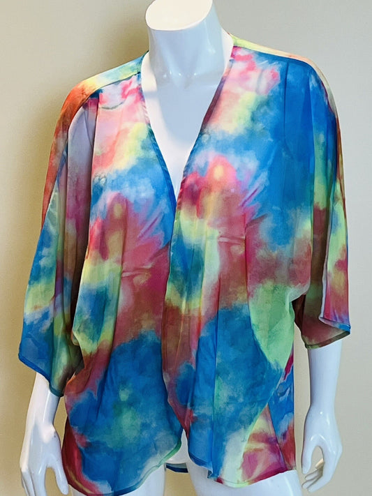 Women’s short sleeve cover up Size L Multicolor (8)