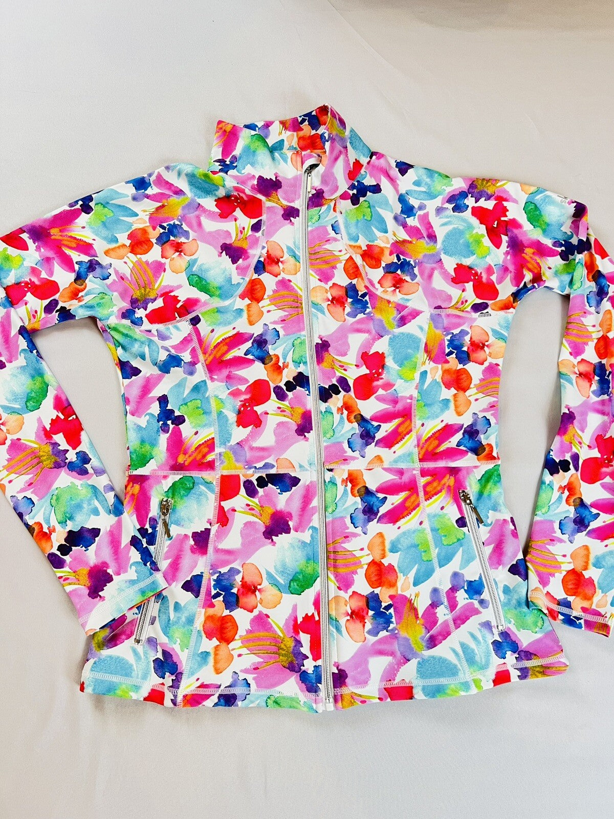 SKIE Women's Golf Long Sleeve Full Zip Sweatshirt Sz L Multicolor Floral