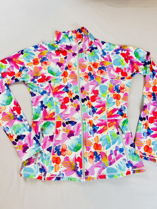 SKIE Women's Golf Long Sleeve Full Zip Sweatshirt Sz L Multicolor Floral
