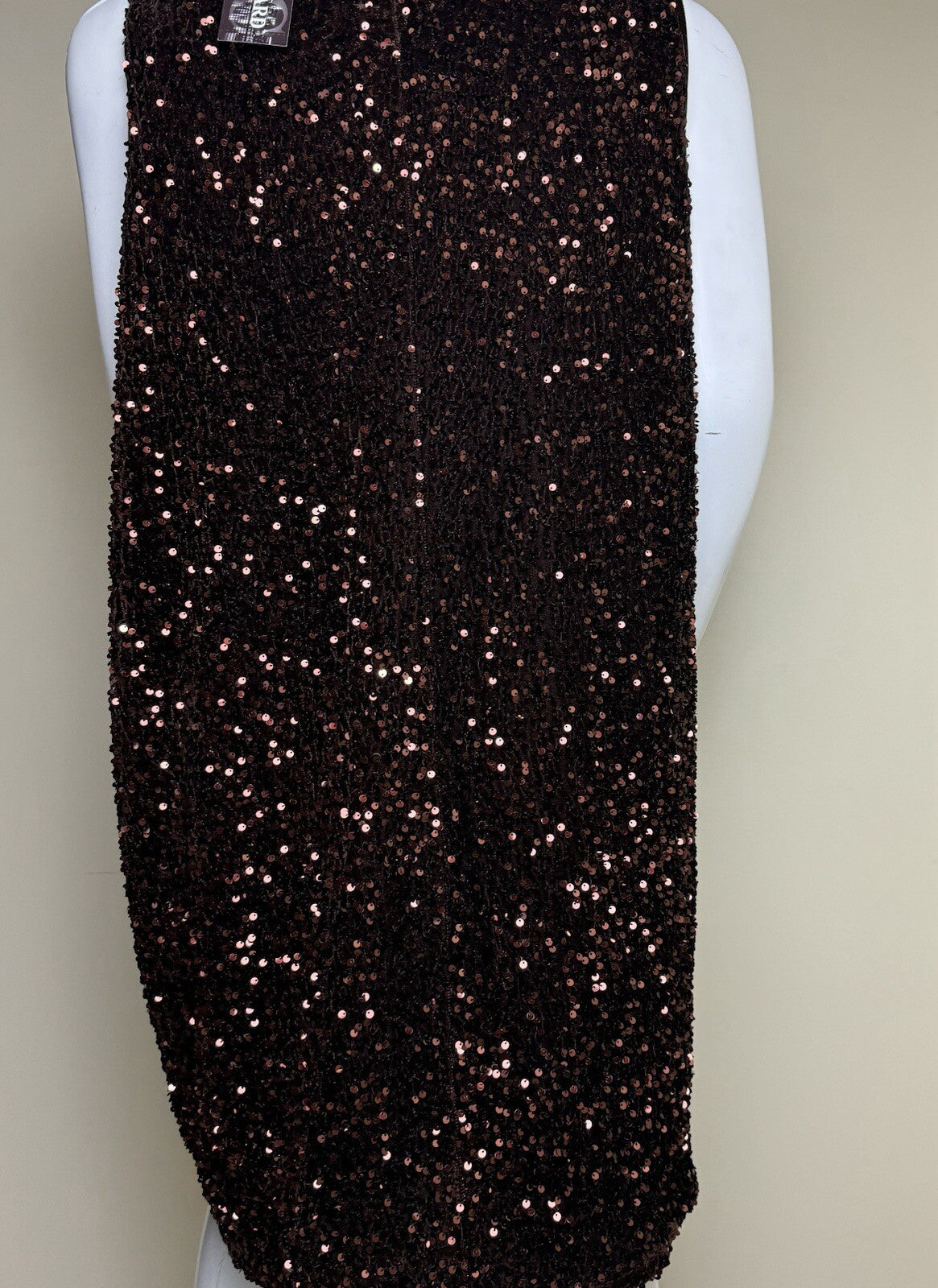 Nina Leonard Brown Sequined Sheath Dress Sz 3X.  (B.96)