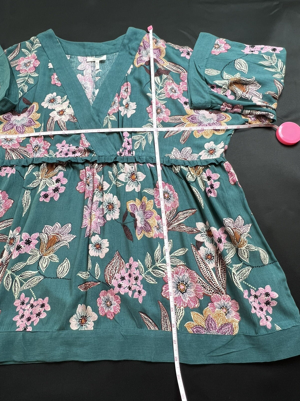 MAURICES Women's Blouse Sz L Floral Green Top