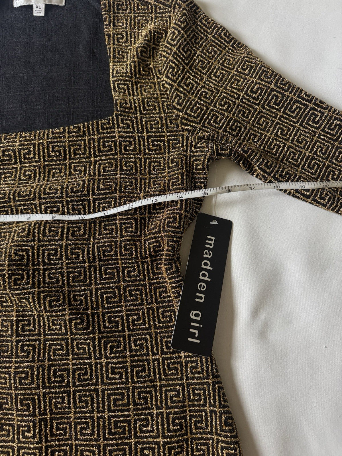 Madden Girl Women's Bodycon Dress Black/Gold Sz XL.  (B.119)