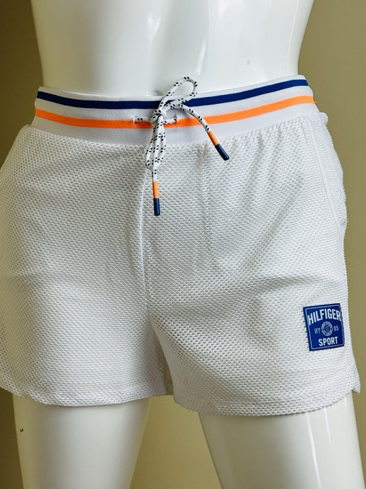 $49 Tommy Hilfiger Sport Women’s Shorts White Mesh Sz L.  (B.027)